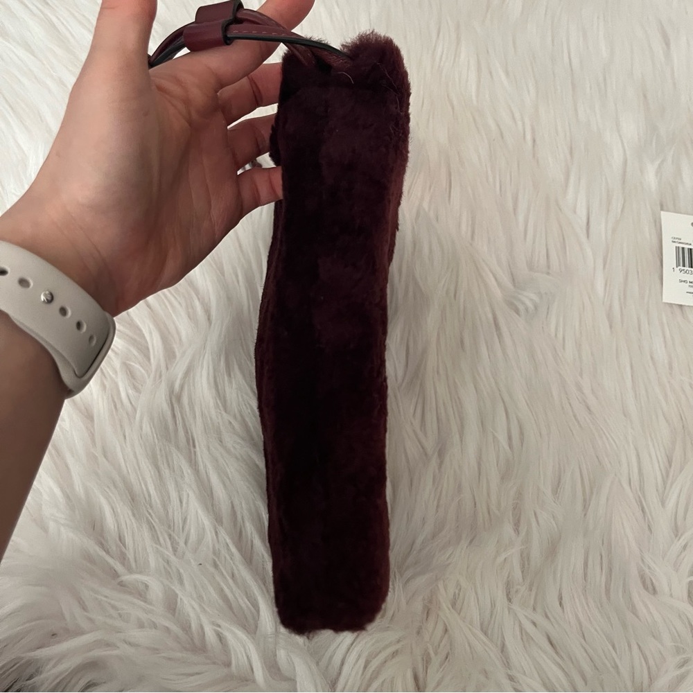Coach Drawstring Shearling Pouch in Burgundy/Sangria - Picture 14 of 16